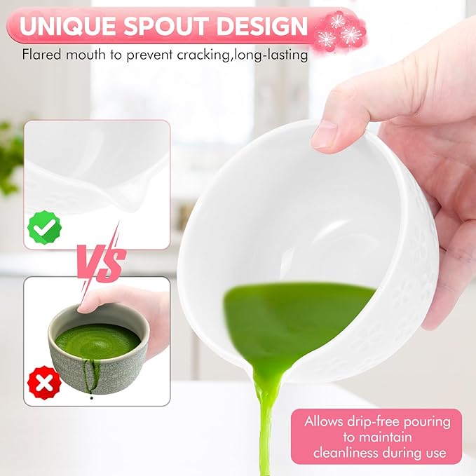 8 PCS Matcha Whisk Set, Japanese Tea Set includes Matcha Bowl Tea Making Tools Ceramic Bowl with Bamboo Whisk Matcha Kit Ceremony Gift for Matcha Lovers