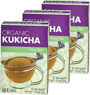 Eden Kukicha Organic Roasted Twig Tea, George Ohsawa Macrobiotic, Low Caffeine, 16 Unbleached Manila Tea Bags/Box