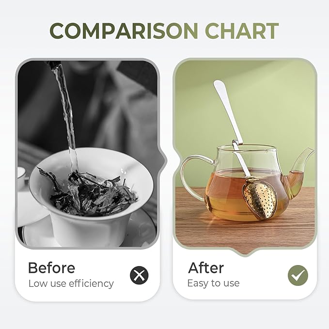 Stainless Steel Tea Diffuser,2025 New Tea Strainer Tea Infuser for Loose Leaf Tea,Creative Tea Spoon With Handle,Fine Holes Tea Interval Filter,Tea Holder Steeper for Tea Accessories (Gold A+Silver A)