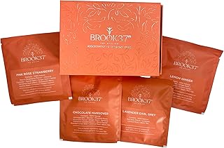 Brook37 Premium Assorted Tea Sampler Box - 8 Exquisite flavours | Natural Ingredients & Flavors | Tea Bag | Low Caffeine | Plastic Neutral Brand | Ideal Tea Gift Set