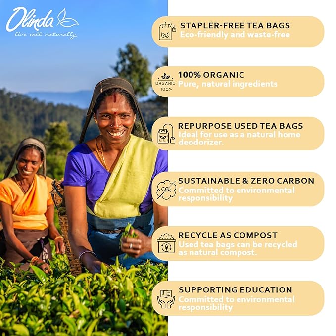 Olinda Turmeric Ginger Ginseng Herbal Tea Organic Herbal Tea Bags Caffeine Free Naturally Flavored Blend 28 Tea Bags