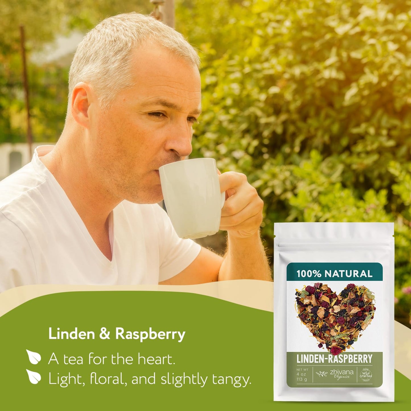 Linden &amp; Raspberry Herbal Tea Loose Leaf 4oz. - Caffeine Free Herbal Blend