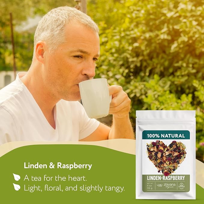 Linden & Raspberry Herbal Tea Loose Leaf – Fruity Tea with Raspberry Leaf & Fruit, Lemon Balm & Elderflower – No Caffeine