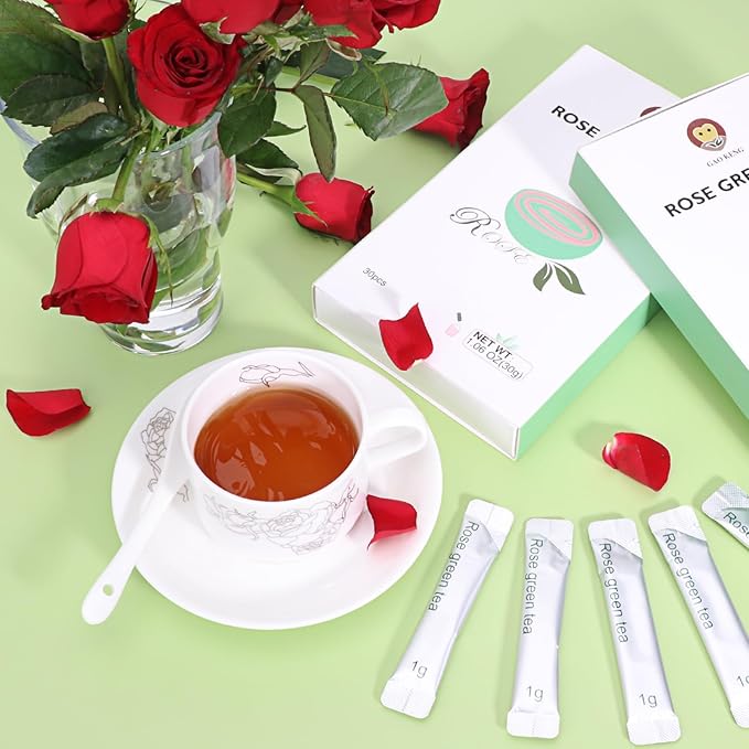 Taiping HK Rose Instant Green Tea Classic-100% Tea Leaves 10 Single Serve Stick Packs Unsweetened No Additives On-the-Go for Travel, Work, Outdoors , Helps Support Digestive Health Hot or Iced Teas (10Count)