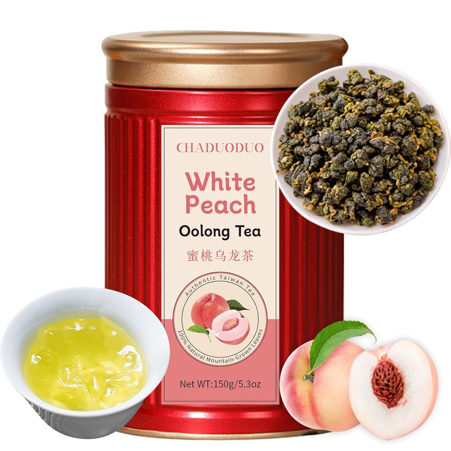 CHADUO White Peach Tea Peach Oolong Tea taiwan oolong tea Loose Leaf High Mountain Tea 5.3oz 蜜桃乌龙茶 台湾茶 高山烏龍茶
