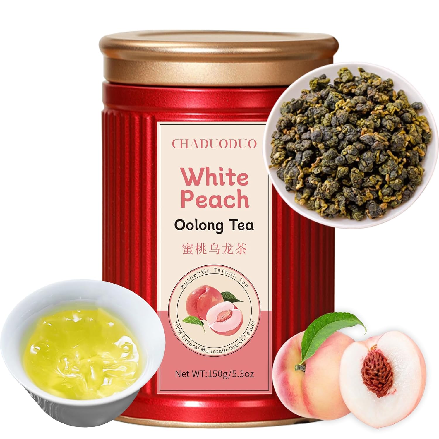 CHADUO White Peach Tea Peach Oolong Tea taiwan oolong tea Loose Leaf High Mountain Tea 5.3oz 蜜桃乌龙茶 台湾茶 高山烏龍茶