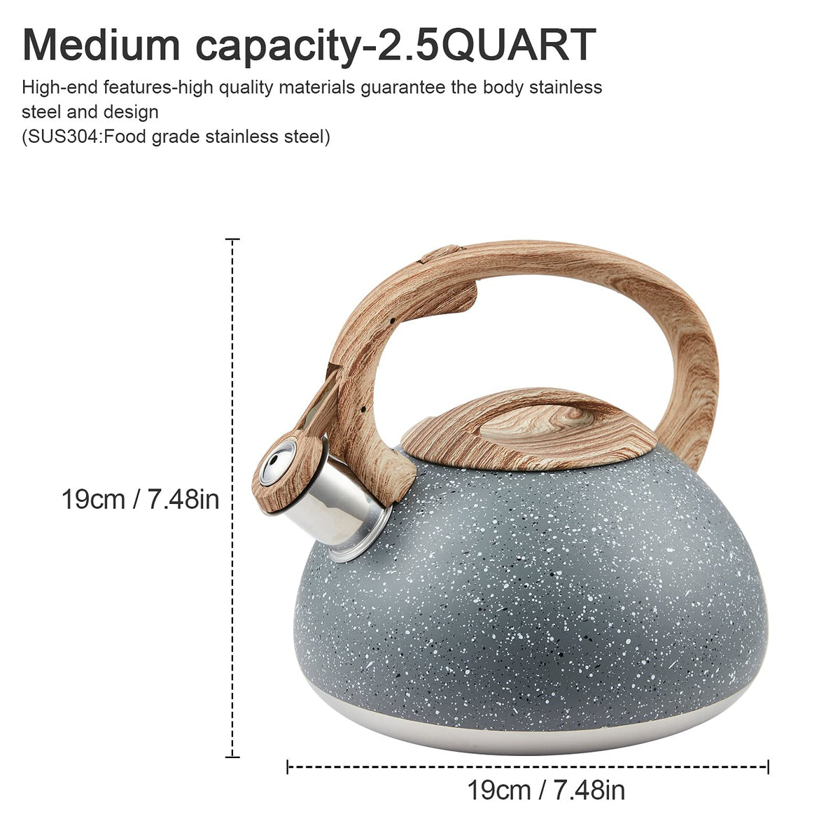 LUXGRACE s-p Whistling Tea Kettle Stainless Steel Teapot,Teakettle for Stovetop Induction Stove Top,Fast Boiling Heat Water