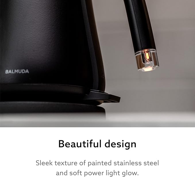 Balmuda The Kettle, Electric Gooseneck Kettle, Lightweight, Stainless Steel, 0.6L (20fl oz) Capacity, Neon Light Indicator