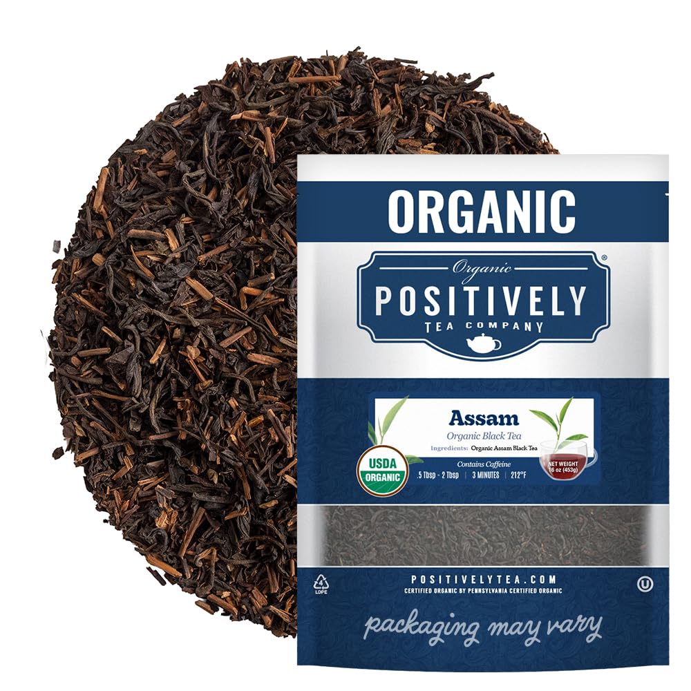 Organic Positively Tea Company, Assam Tgfop Black Tea, Loose Leaf, 16 Ounce