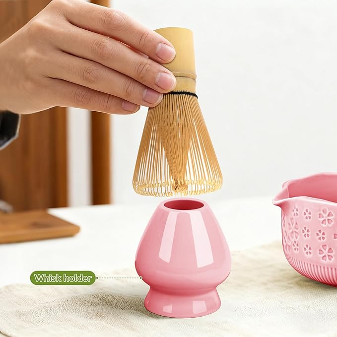 Matcha Whisk Set, 7 Pcs Matcha Making Kit with Matcha Bowl, Matcha Whisk and Holder, Bamboo Scoop, Scoop Rest