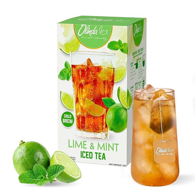 Olinda Organic Lime & Mint Mojito Black Tea 25 Individually Wrapped Tea Bags Sugar-Free Refreshing Black Tea Blend for Digestion Hot or Iced Brew Christmas Holiday Gift for Women & Tea Lovers