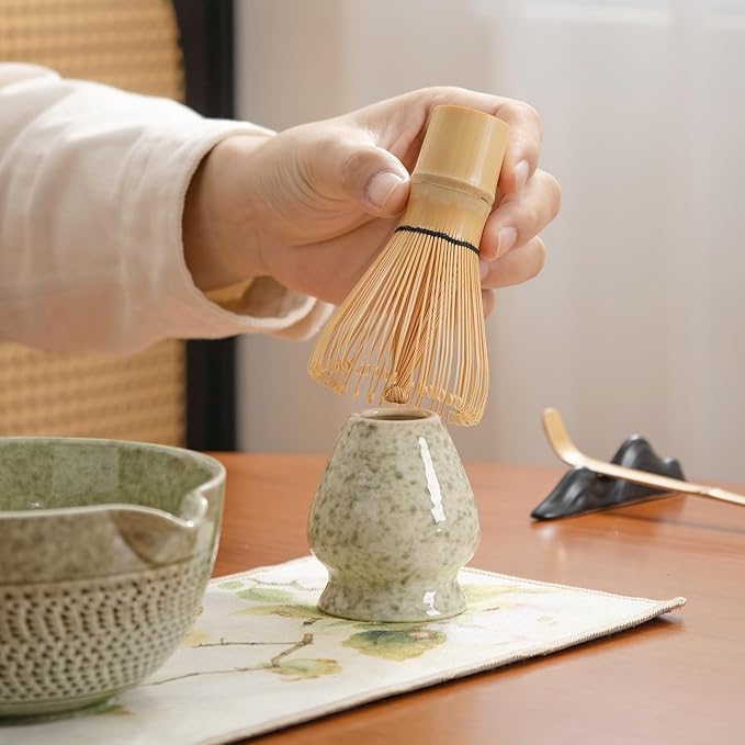 matcha whisk set Ceremony Accessory, Matcha Whisk, Traditional Scoop (Chashaku), Tea Spoon, Whisk Holder, 1 tea bowl, 1 tea siev
