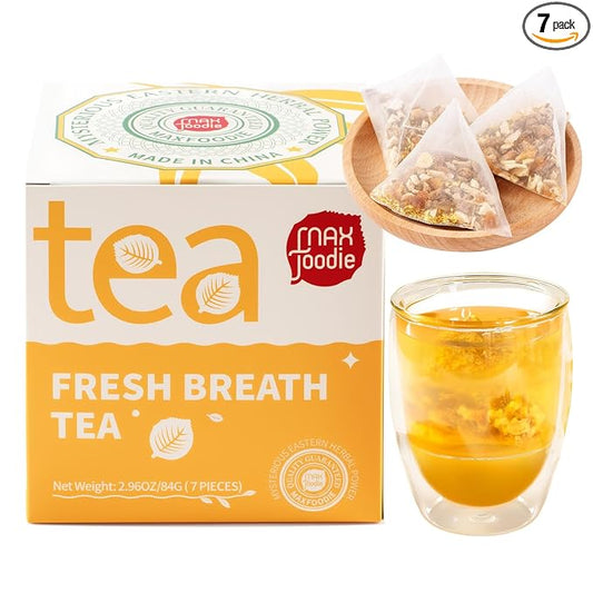 MAX Foodie Fresh Breath & Hydration Boost Herbal Tea – Osmanthus, Figs, Pear & Tangerine Peel, 7 Tea Bags (70g, 10g/bag)