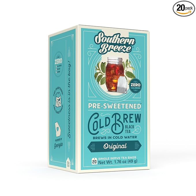 Southern Breeze Cold Brew Sweet Tea Original Iced Tea with Black Tea and Zero Carbs Zero Sugar