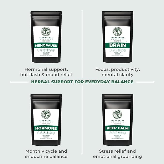 Elephantal Wellness Premium Well Balanced Herbal Tea, Healthy Cortisol, Adaptogenic Stress Energy Support with Ashwagandha, Goji, Reishi