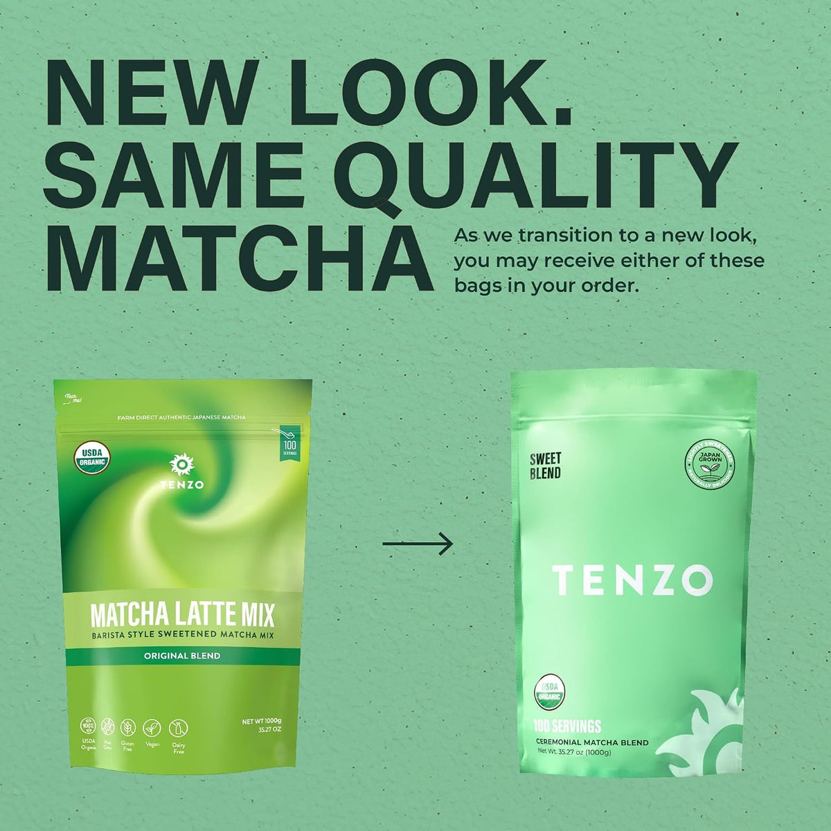 Tenzo Matcha Green Tea Powder, Organic Cafe Sweetened Matcha Latte Green Tea Powder, Ceremonial Barista Crafted Mix - Kosher - Authentically Japanese - Matcha Latte Mix (35.27 Ounce)