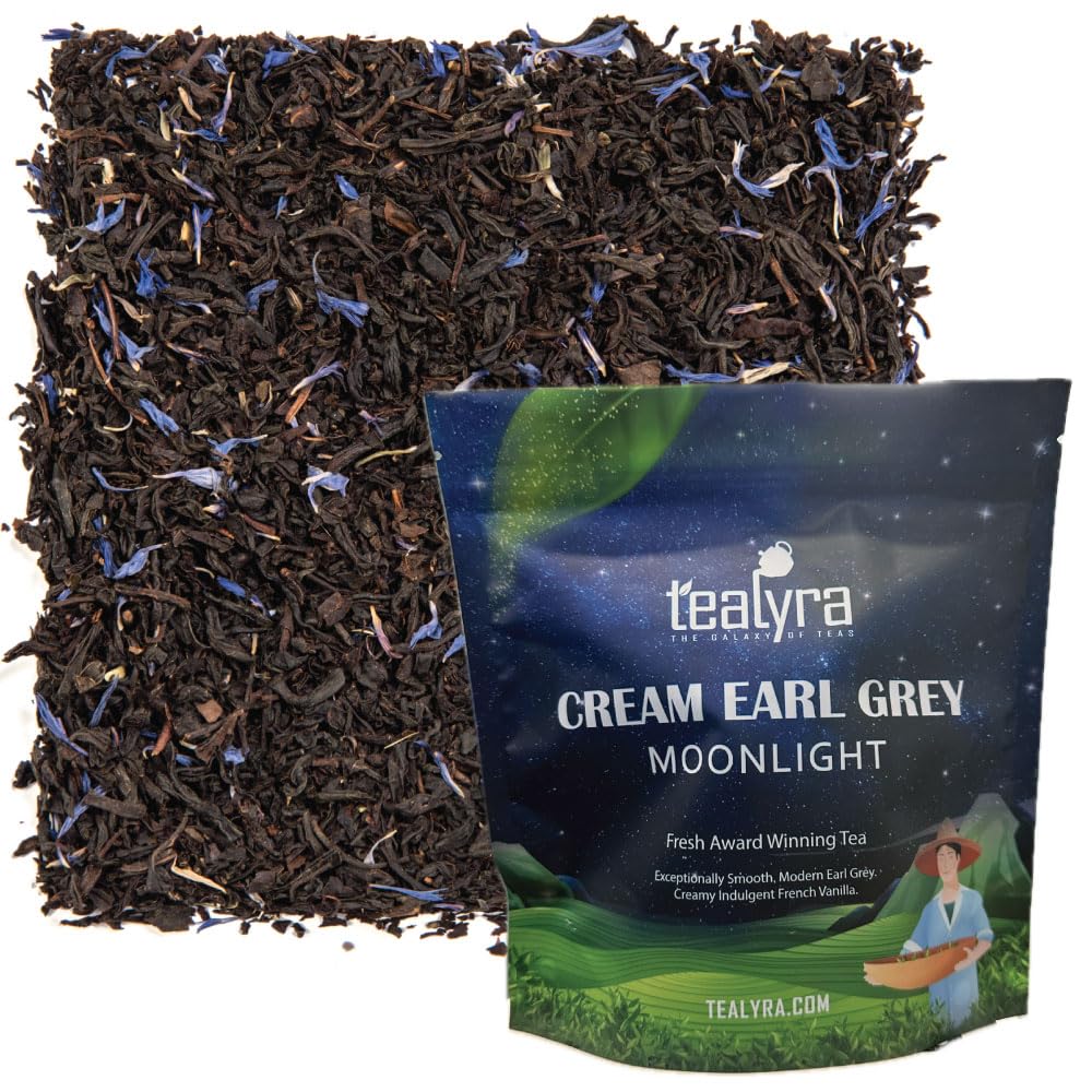 Tealyra - Cream Earl Grey Moonlight - Luxurious Loose Leaf Black Tea - Citrusy Bergamot with French Vanilla - All Natural, Medium Caffeine, 200g (7-ounce)