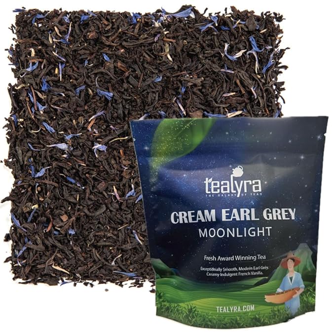 Tealyra - Cream Earl Grey Moonlight - Luxurious Loose Leaf Black Tea - Citrusy Bergamot with French Vanilla - All Natural, Medium Caffeine, 200g (7-ounce)