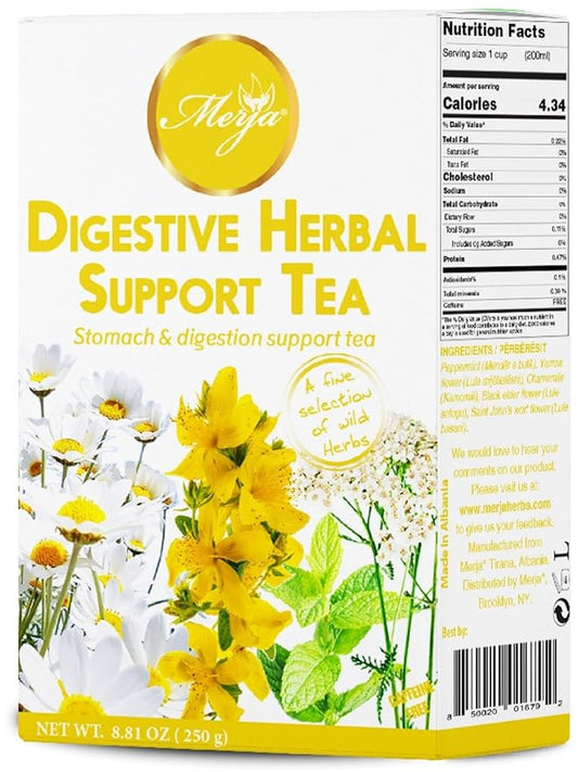 Merja Herbs Digestive Support Herbal Tea [250g] 100% Natural Blend for Stomach Pain, Ulcers & Gastritis | Caffeine-Free Herbal Tea for Gut & Intestinal Health | Herbal Teas & Beverages