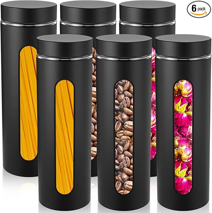 Patelai 6 Pack Kitchen Canisters Set Airtight Stainless Steel Canister Food Storage Container with W