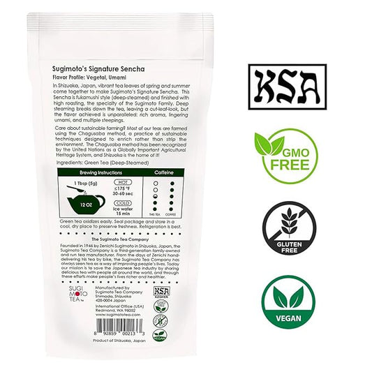 SUGIMOTO TEA Japanese Sencha Green Tea Loose Leaf 3.5 oz (100 g) Pack of 3
