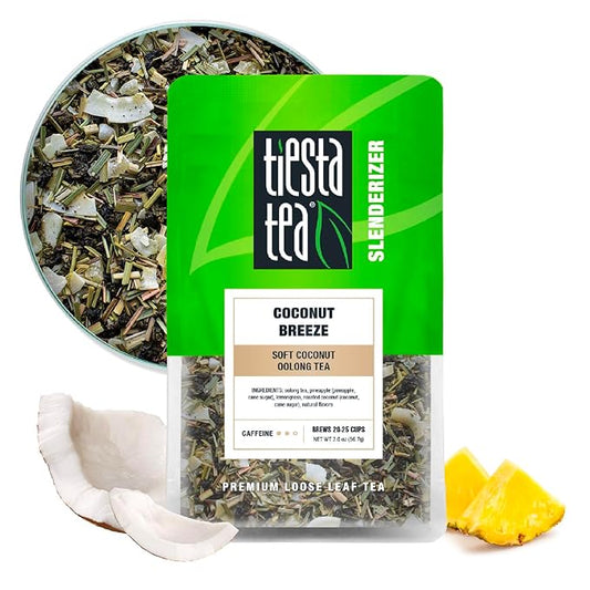 Tiesta Tea - Coconut Breeze, Loose Leaf, Soft Coconut Oolong Tea, Medium-Caffeinated Blend, Makes Hot or Iced & Up to 20-25 Cups, 2oz Resealable Pouch