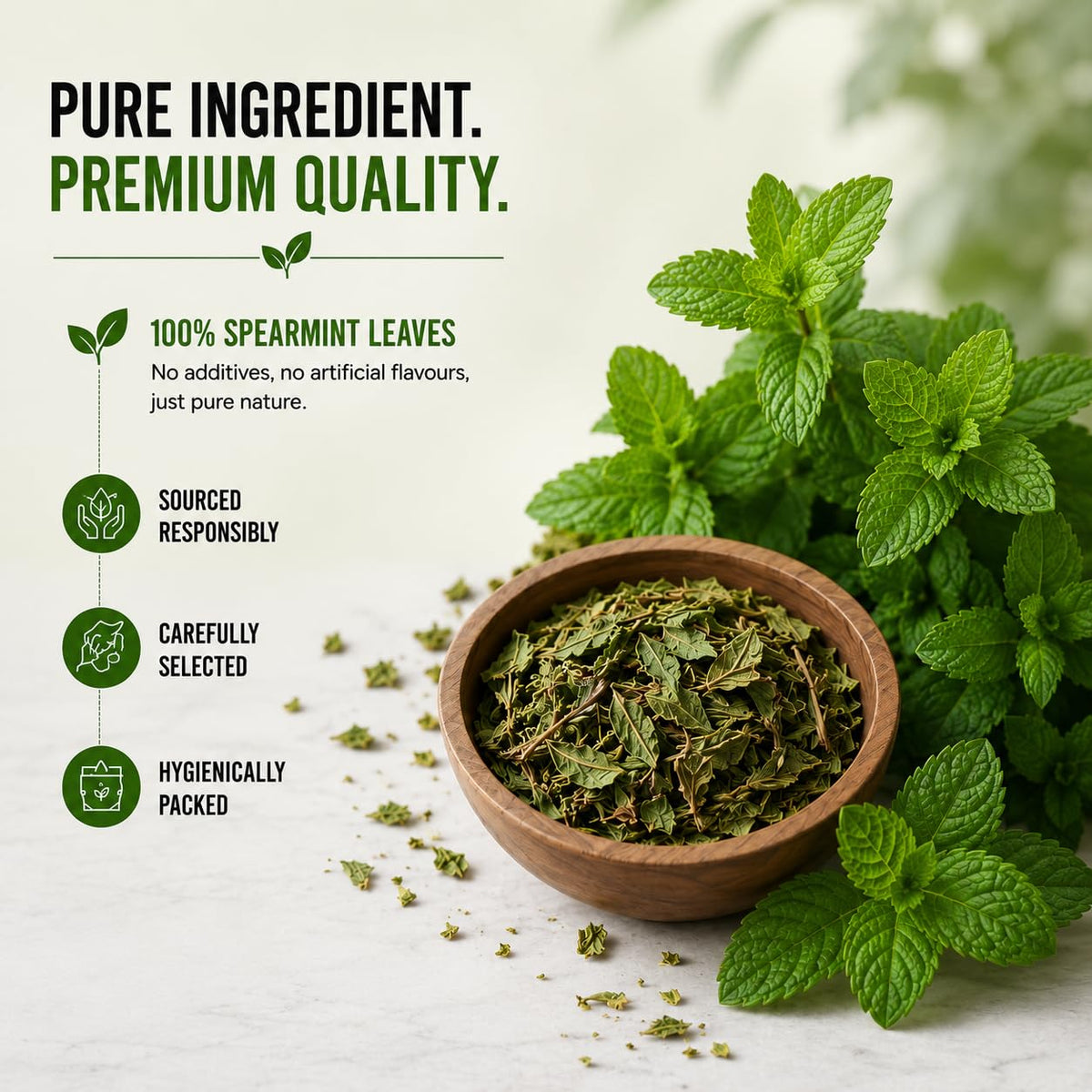 BLUE TEA - Spearmint Tea - 100 Count - Pyramid Plant Based Tea Bag | PCOS RELIEF | Balances Hormones - Support Digestion