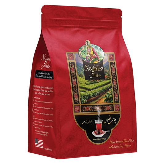 Negin Special Blend Tea – Premium Loose Leaf Black Tea – Aromatic & Bold Taste – 1 lb Resealable Bag – with Earl Grey Flavor