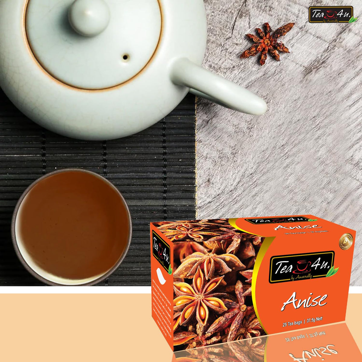 TEA 4U. BY ANVERALLY Tea4U Anise Herbal Infusion Tea Bags - Caffeine Free Blend - 25 Count