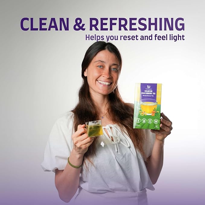VieTreasures Solanum Procumbens Leaf Tea - 2.8oz (40 Tea Bags) | With Celastrus and Stevia Blend | Caffeine-free, Gluten-free, Sugar-free Herbal Cleanse Tea for Relax, Energy & Inner Health Support