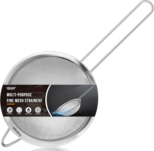 6.3" Fine Mesh Strainer with Handle, Metal Food Strainers for Kitchen, Sieve Fine Mesh Stainless Steel for Rice, Quinoa, Pasta, Noodles