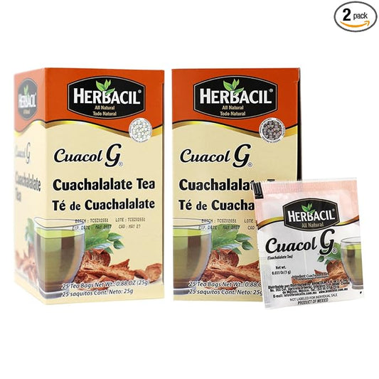 Herbacil Te de Cuachalalate, 2-pack of 25 tea bags per box (50 bags)