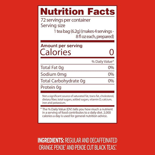 Luzianne Unsweetened Half-Caff Iced Tea Bags, Family Size, 18ct Box (Pack of 6)