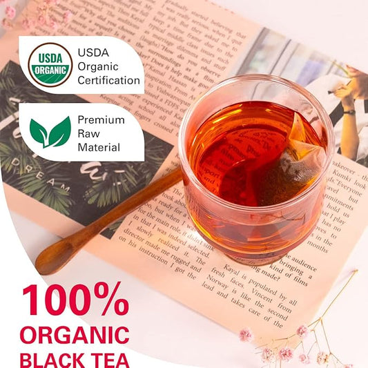 WT WEETEE Organic Black Tea Bags, Organic Black Tea 200 Count, Antioxidant, Caffeinated | Resealable Kraft Bag | Brew Hot or Iced