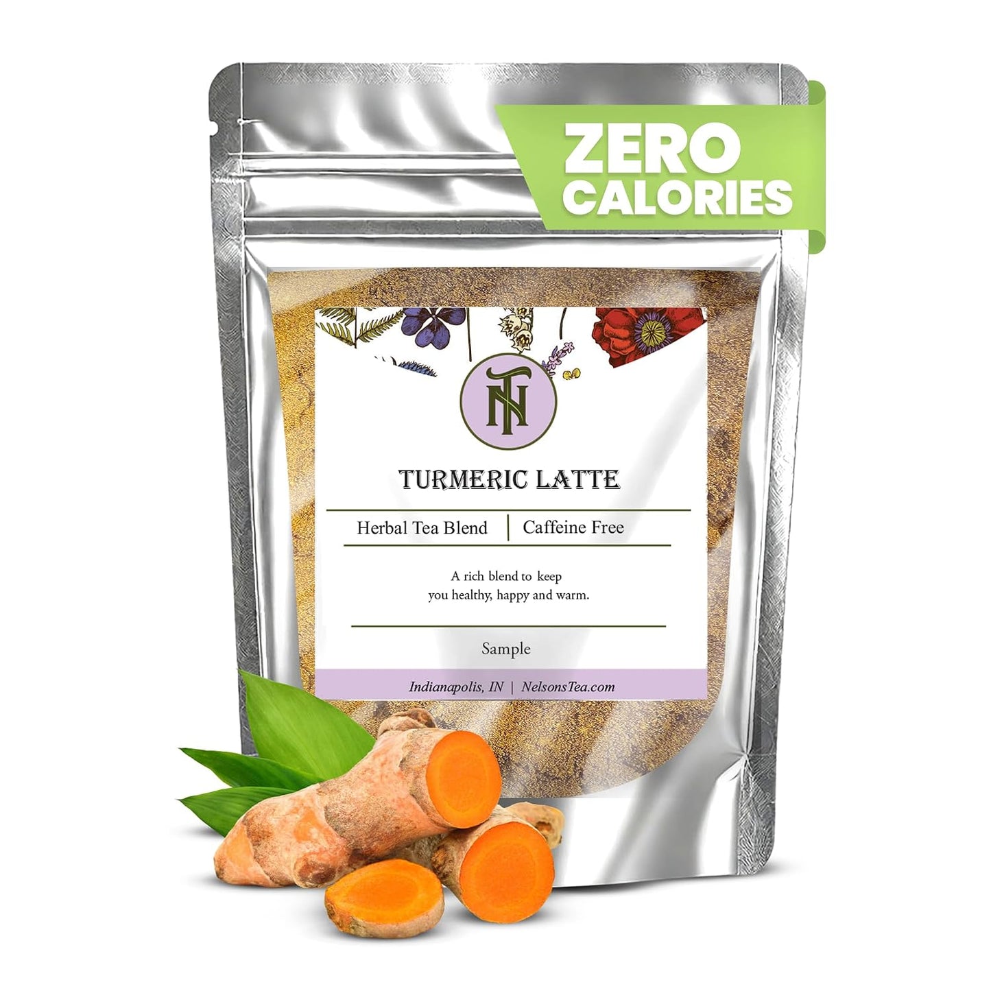 Nelson's Tea Turmeric Latte Spiced Herbal Tea, Sample 0.7 oz | Golden Milk • Caffeine Free • Tea • Ginger • Turmeric Latte • Cinnamon • Ginger • Clove • Tea Mix