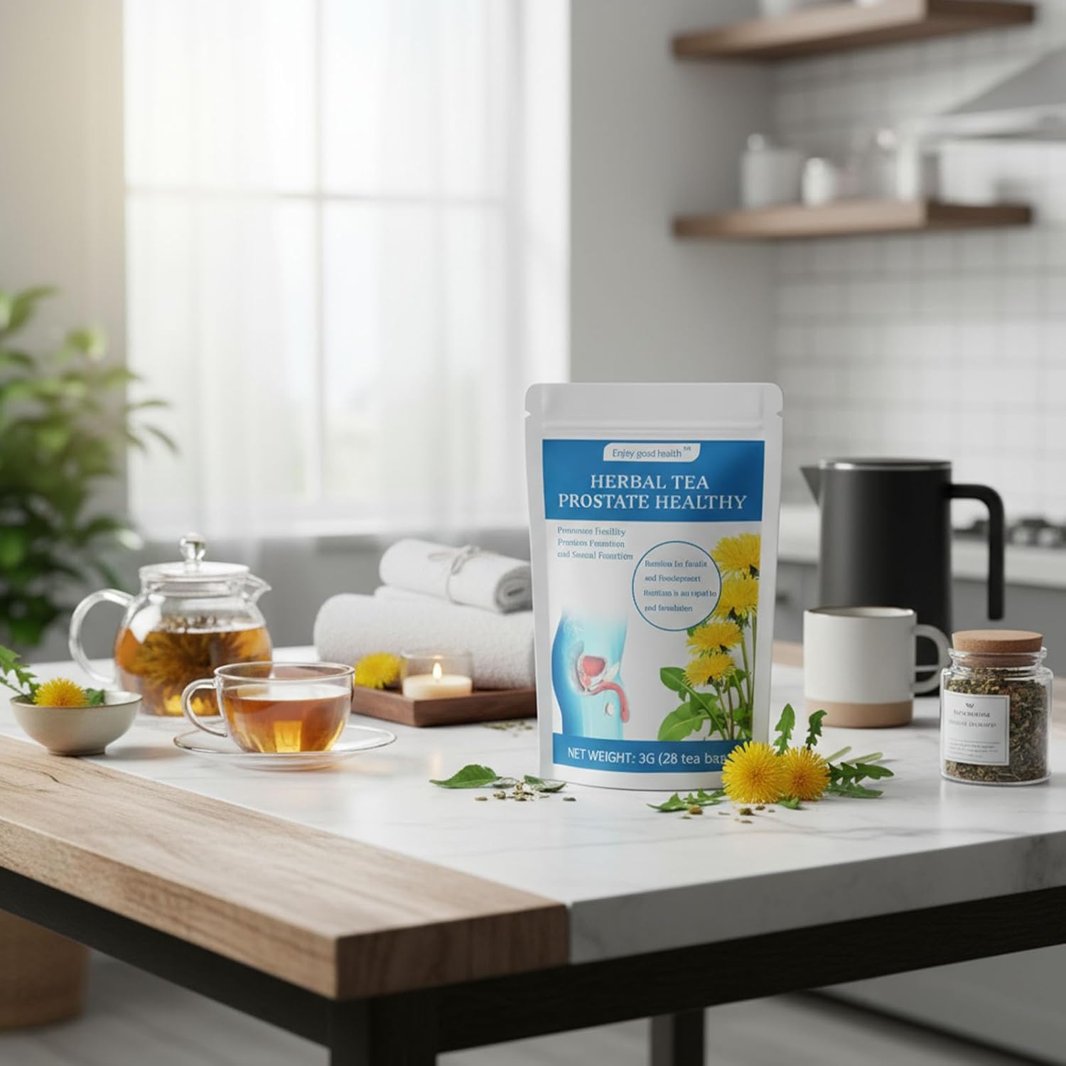 Prostate Health Tea for Men - Prostate Herbal Tea Blend, Cleansing the Prostate and Urinary Tract Tea For Men - 28 Tea Bags (3g Each)
