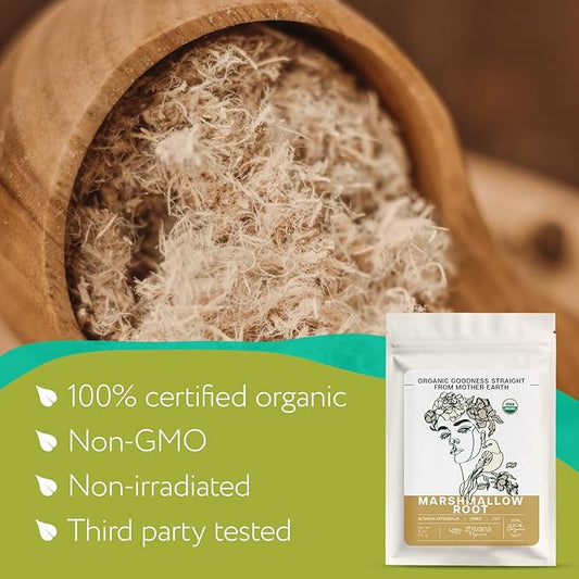 Marshmallow Root Tea Organic (4oz.) - Marshmellow Root Herb (Althea Officinalis) - Throat Tea - Great for Gut Lining, Digestion, Respiratory Health