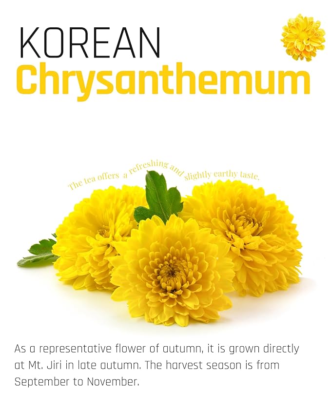 Ssanggye Chrysanthemum Floral Tea 0.7oz. 20g (0.5g x 40 Tea Bags) Herbal Tea Flower Sweet Soft Flavor Made in Korea