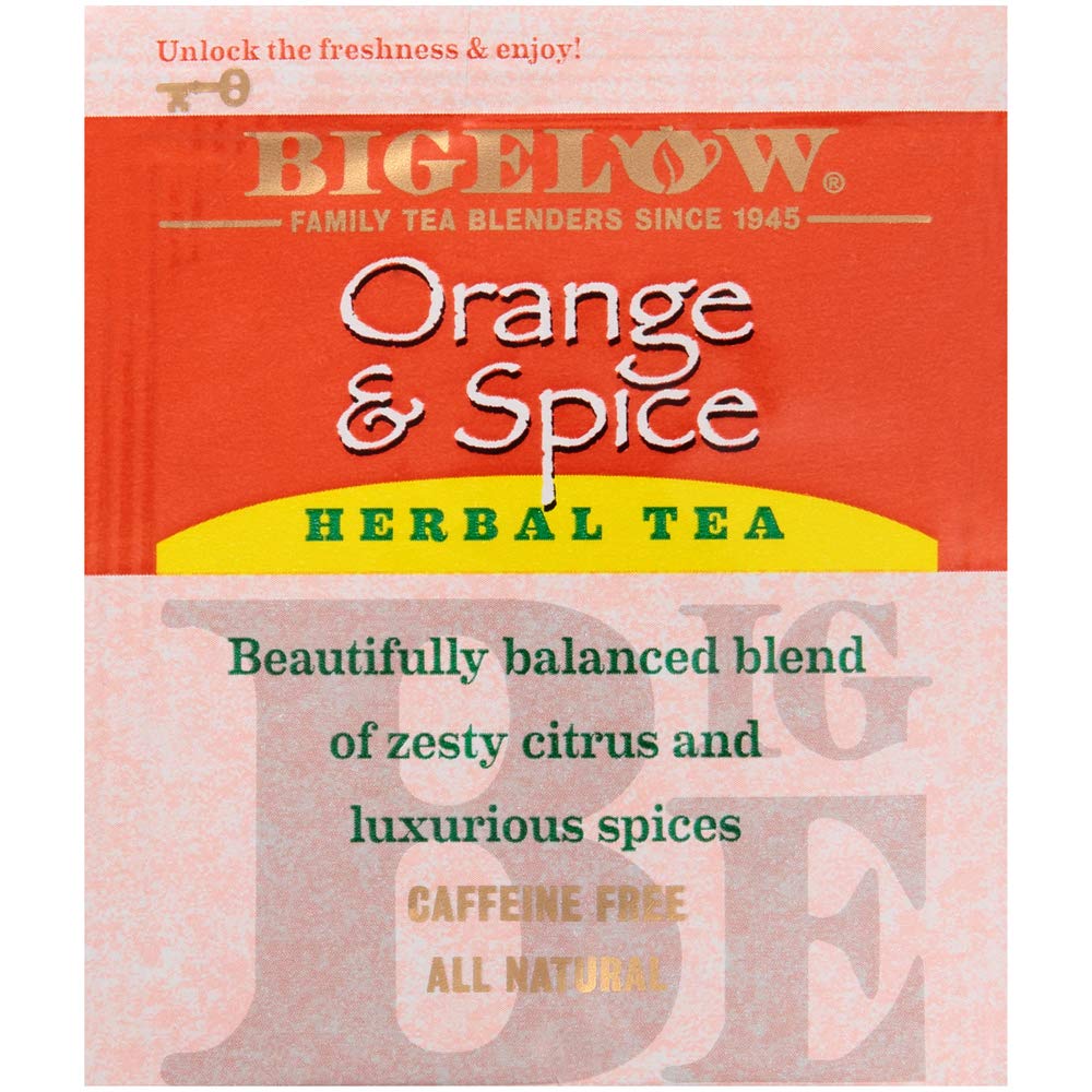 Bigelow Tea Bigelow Orange & Spice Herbal Tea 28-Count Box (Pack of 1) Caffeine-Free Soothing Herbal Tea Sweetly Citrus-y Tea