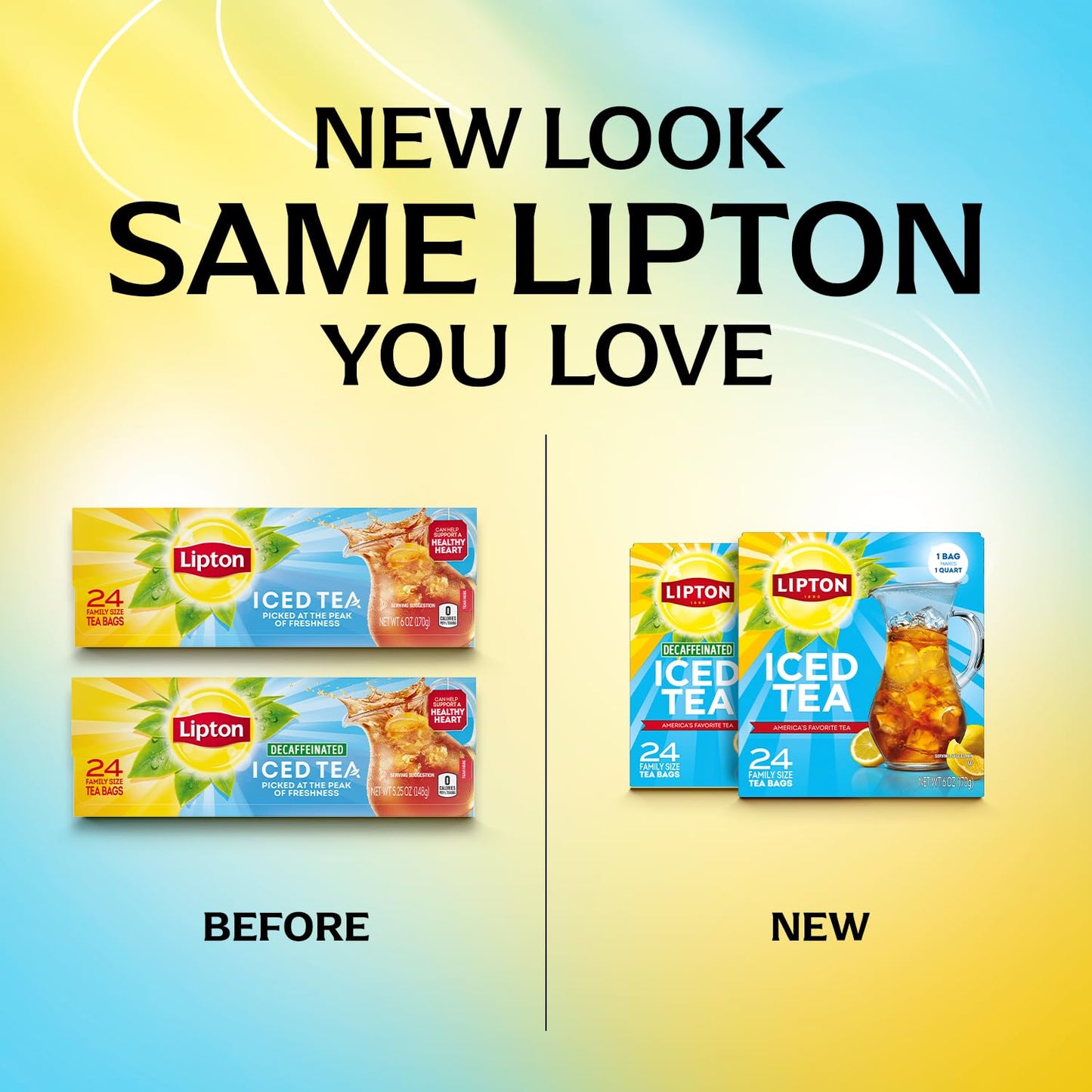 Lipton Unsweetened Iced Tea Bags Family Size 24-Count Zero Calories Rainforest Alliance Certified Black Tea Leaves for Hot Brew Cold Drink 1 Bag Makes 1 Quart Premium Quality