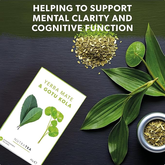 Nutra Tea - Yerba Mate & Gotu Kola - Yerba Mate Tea, Focus Tea - With Centella Asiatica - Caffeine Alternative Without the Jitters - 120 Individually Wrapped Bags - Herbal Infusion (6 Pack)