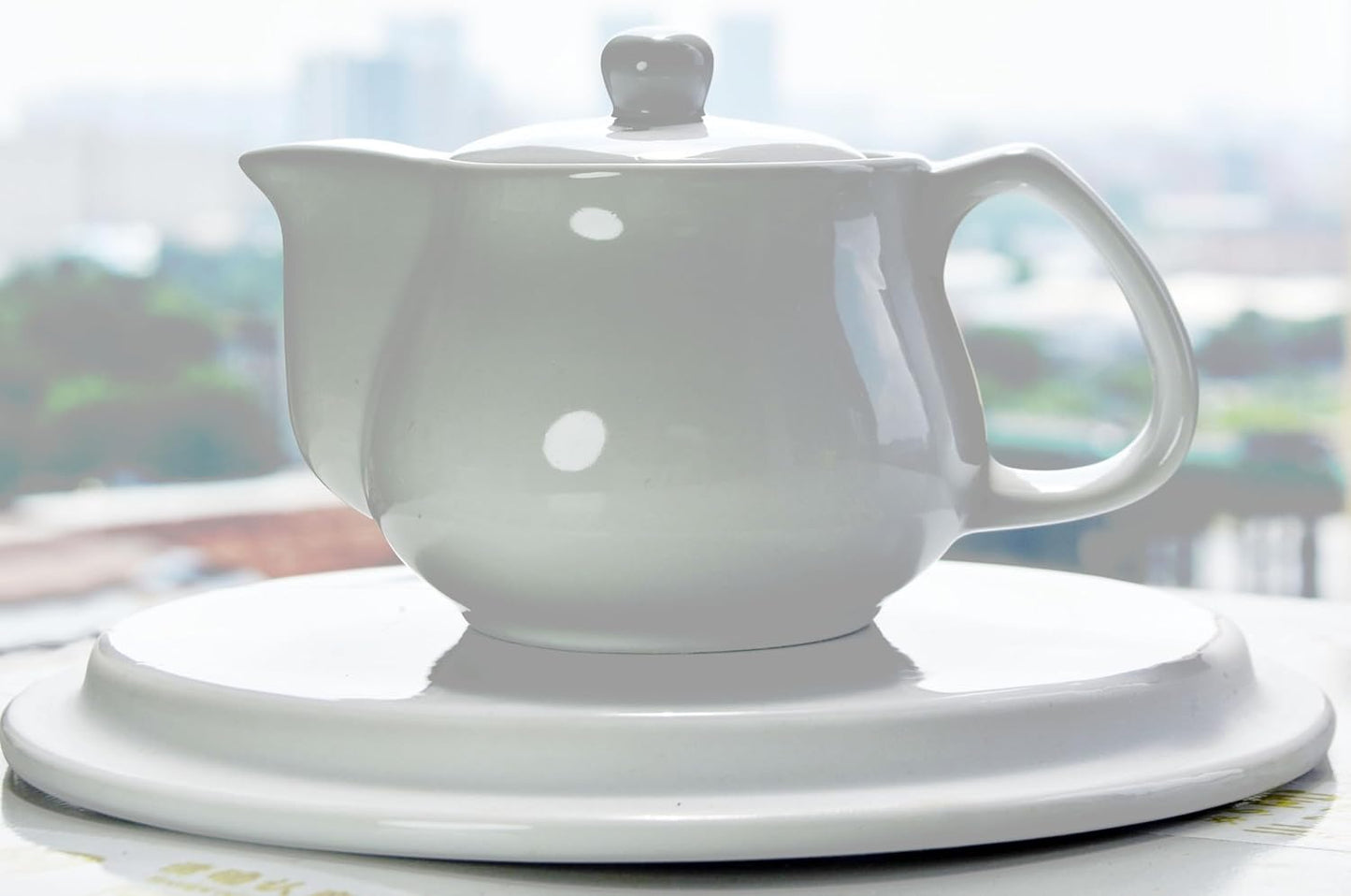Porcelain Teapot ，9oz Small Ceramic Tea Pot with Infuser White Kettle
