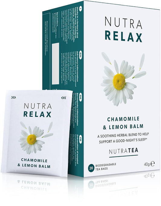 NUTRARELAX - Night Time Tea | Sleep Tea | Calm Tea - Includes Chamomile, Passionflower &amp; Lemon Balm - 60 Enveloped Tea Bags - by Nutra Tea - Herbal Tea - (3 Pack)