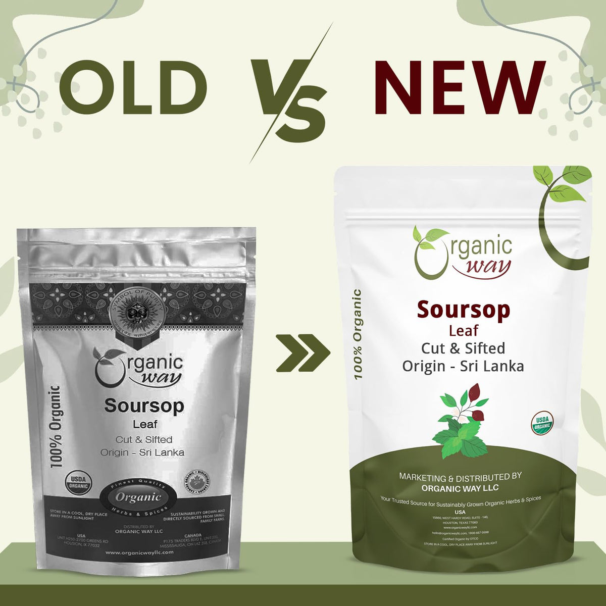Organic Way Dried Soursop Leaf Coarse Cut - Herbal Tea (16 Oz)