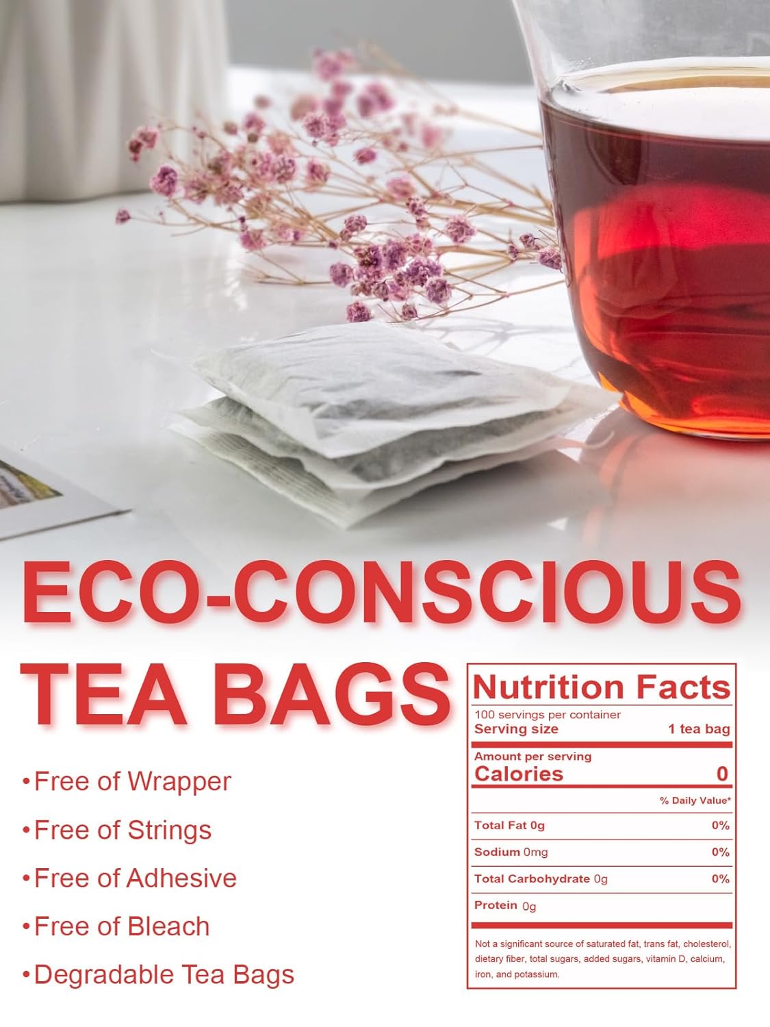 TeeLux Black Tea Bags, Natural Pure Black Tea, Smooth & Full-Bodied Flavor, Caffeinated, 100 Count Tea Bags