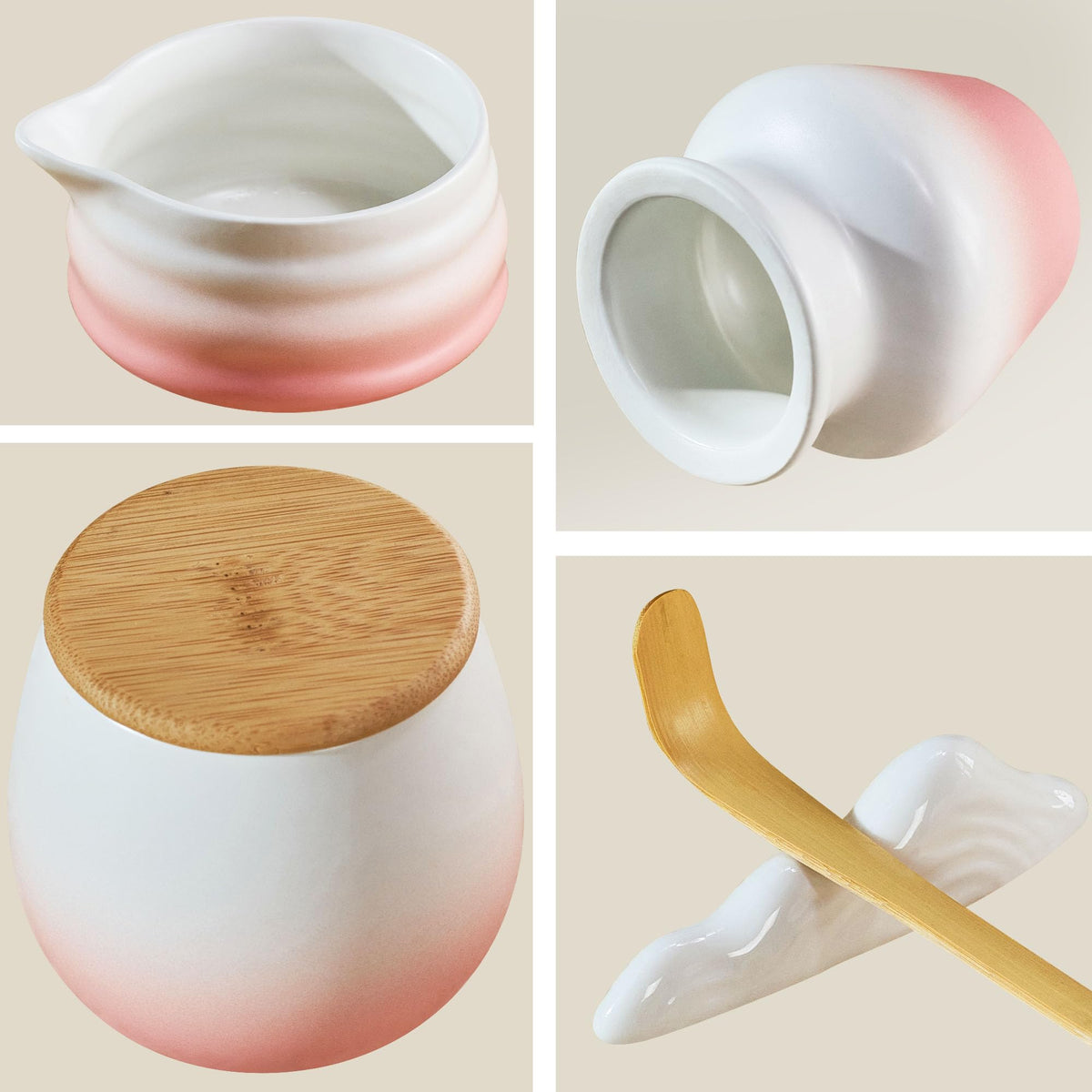 aibound Gifts for Women, Pink Matcha Set for Tea Lovers with Bowl and Caddy