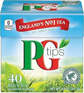 PG Tips Premium Black Tea Bags Non-Pyramid, 40 Count (Pack of 1)