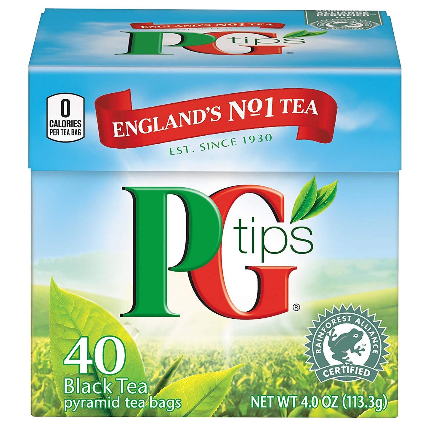 PG Tips Premium Black Tea Bags Non-Pyramid, 40 Count (Pack of 1)