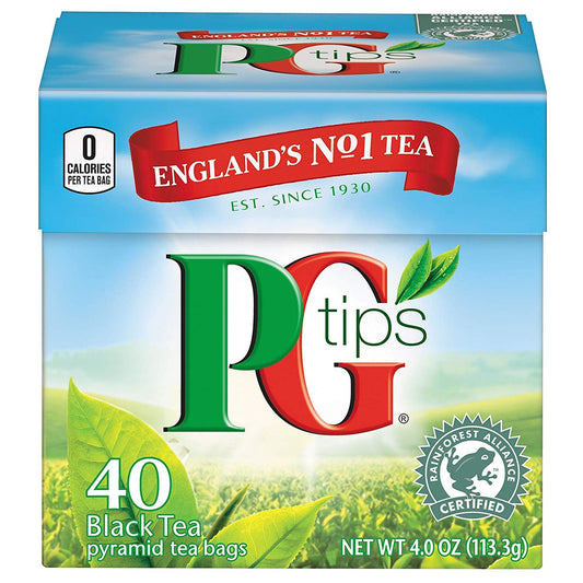 PG Tips Premium Black Tea Bags Non-Pyramid, 40 Count (Pack of 1)