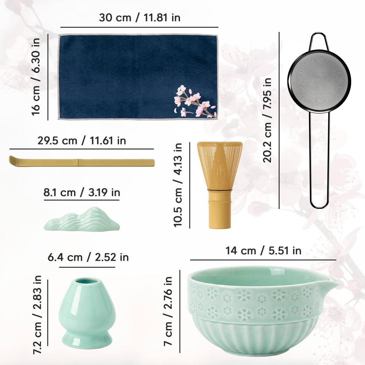 BLOOMORA Matcha Set, Ceramic Kit with Bowl, Bamboo Whisk and Scoop, Tea Ceremony